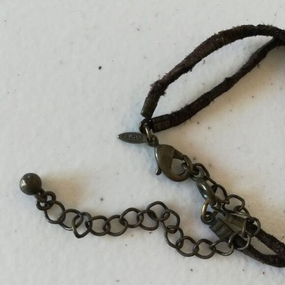 Avon Brass Floral Cutout Medallion Pendant Tiger's Eye Beaded Necklace - Picture 8 of 11